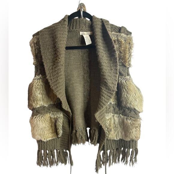 Unique vest size L faux fur tan - Picture 1 of 7